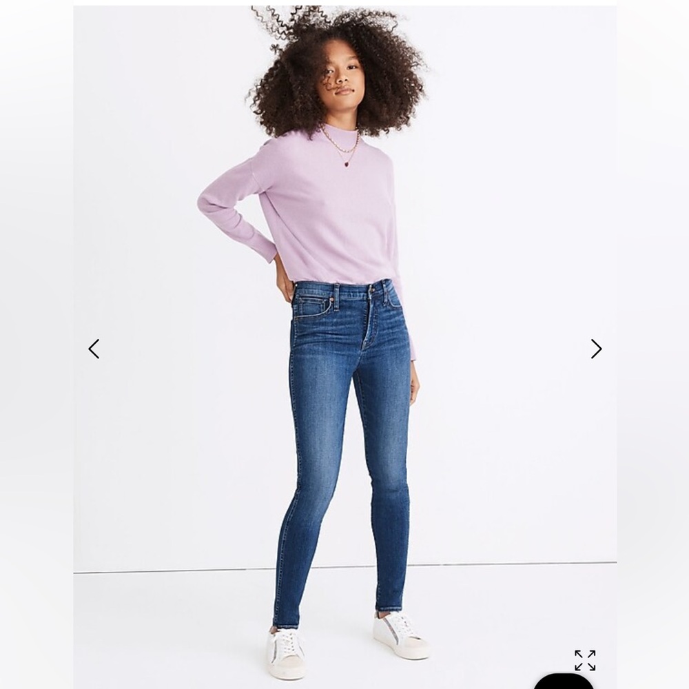 Madewell 10 inch high rise skinny jean in Bradshaw wash.